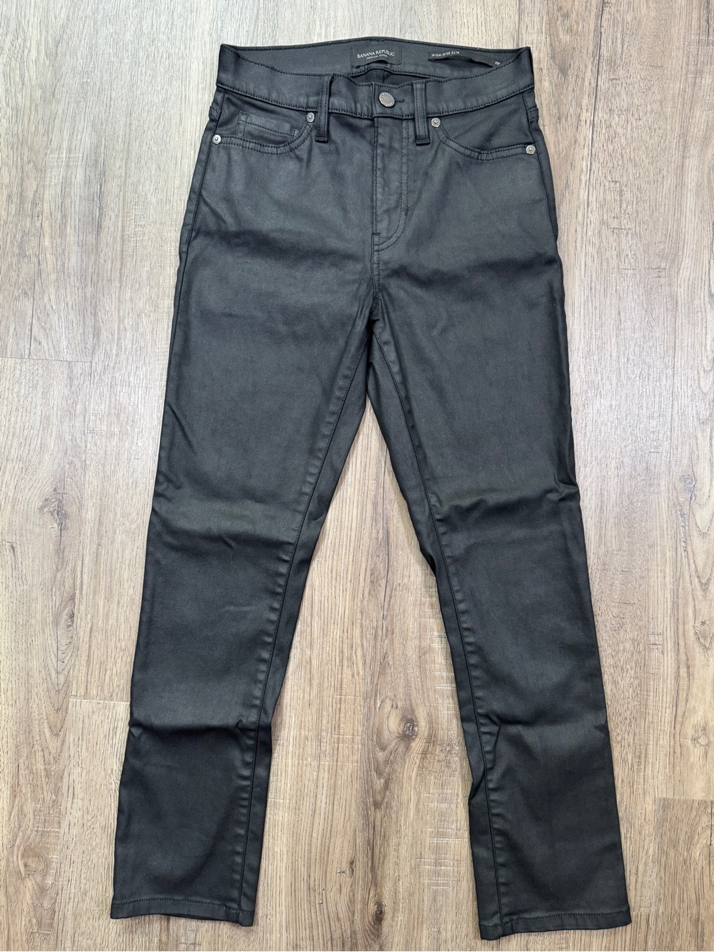 Banana Republic High-Rise Slim Coated Black Jeans 25P